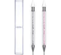 Tatuo 2 Pieces Rhinestone Picker Dotting Pen, Dual-ended Rhinestone Gems Crystals Studs Picker Wax Pencil Pen Crystal Beads Handle Manicure Nail Art DIY Decoration Tool (Pink, White)