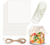 Tatuo 20 Pcs Unbleached Muslin Jar Cloth Covers Kombucha Fermentation Breathe Muslin 8 in Square, with 20 Rubber Bands and 5 Meters Jute Rope for Bottle Jar