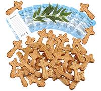 Tatuo 25 Sets Small Hand Held Wood Clinging Cross with Certificates 4 Inches Portable Holding Wooden Pocket Crosses Christmas Jesus Cross Gift for Prayer Men Christian Gift