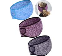 Tatuo 3 Pcs Fleece Ponytail Ear Warmers Headband Winter Running Headband Ear Muffs Ear Covers for Women Adult Outdoor Sports and Fitness Running Cycling Ski Cold Weather