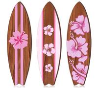 Tatuo 3 Pcs Surfboard Wall Decor for Bedroom Summer Beach Room Decor Wooden Tropical Hawaiian Surfboard Hanging Wall Art Decoration for Home Living Room Party(Sakura,11.81 x 3.31 x 0.2 Inch)