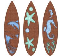 Tatuo 3 Pcs Surfboard Wall Decor for Bedroom Summer Beach Room Decor Wooden Tropical Hawaiian Surfboard Hanging Wall Art Decoration for Home Living Room Party(Starfish,15.75 x 4.53 x 0.2 Inch)