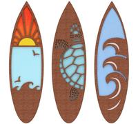 Tatuo 3 Pcs Surfboard Wall Decor Summer Surfboard Hanging Sign for Party Available in Sizes Tropical Beach Room Wooden Decor for Surfer Bedroom Living Room Bathroom(Sea,11.81 x 3.31 x 0.2 Inch)