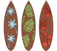 Tatuo 3 Pcs Tropical Christmas Surfboard Wall Decor Wooden Surfboard Hanging Sign for Party Available in Sizes Christmas Coastal Beach Wooden Decor for Home Room(Leaf,11.81 x 3.31 x 0.2 Inch)