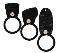 Tatuo 3 Pieces Crochet Hanging Dish Towel Holder Hanging Hand Towels Ring Towel Holder for Kitchen Towels with Hanging Loop Bathroom Towel Hanger for House Warming (Black)