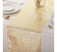 Tatuo 3 Pieces Gold Table Runner Metallic Glitter Metallic Table Runner Roll Rectangle Polyester Wedding Decor for Centerpieces Birthday Wedding Home Decor(12 x 84 Inch)