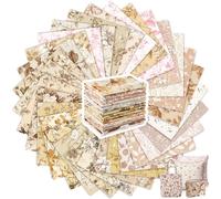 Tatuo 30 Pcs 10 x 10 Inches Dusty Rose Brown Cotton Fabric Bundle Squares Patchwork Floral Fabric Sewing Quilting Bundles Assorted Pattern Cloth for DIY Scrapbook Craft Making