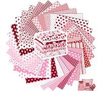 Tatuo 30 Pcs 10 x 10 Inches Valentine Cotton Fabric Bundle Squares Patchwork Pink Heart Fabric Sewing Quilting Bundles Assorted Pattern Cloth for DIY Scrapbook Craft Making