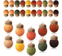 Tatuo 30 Pcs Thanksgiving Felt Acorn Ornament Wool Fall Felt Acorn Pom Balls Plush Fall Tree for DIY Crafts Christmas Tree Hanging Ornaments Party Favors Farmhouse Mantel Wall Decor(Retro Colors)