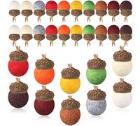 Tatuo 30 Pcs Thanksgiving Felt Acorn Ornament Wool Fall Felt Acorn Pom Balls Plush Fall Tree for DIY Crafts Christmas Tree Hanging Ornaments Party Favors Farmhouse Mantel Wall Decor(Mixed Colors)