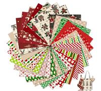 Tatuo 30 Pieces 10 x 10 Inches Cotton Fabric Bundle Squares Patchwork Floral Fabric Sewing Quilting Bundles Assorted Pattern Cloth for DIY Scrapbook Craft Making (Christmas)