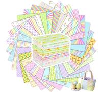 Tatuo 30 Pieces 10 x 10 Inches Easter Cotton Fabric Bundle Squares Patchwork Pastel Fabric Sewing Quilting Bundles Assorted Pattern Cloth for DIY Scrapbook Craft Making
