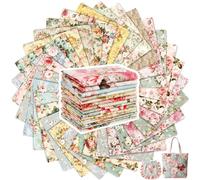 Tatuo 30 Pieces 10 x 10 Inches Rose Floral Cotton Fabric Bundle Squares Patchwork Floral Fabric Sewing Quilting Bundles Assorted Pattern Cloth for DIY Scrapbook Craft Making