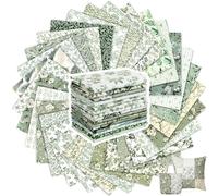 Tatuo 30 Pieces 10 x 10 Inches Sage Green Floral Quilting Fabric Bundle Cotton Squares Patchwork Vintage Greenery Floral Fabric Sewing Bundles Retro Eucalyptus Cloth for DIY Scrapbook Craft Making