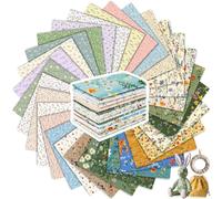 Tatuo 30 Pieces 10 x 10 Inches Spring Floral Cotton Fabric Bundle Squares Patchwork Floral Fabric Sewing Quilting Bundles Assorted Pattern Cloth for DIY Scrapbook Craft Making