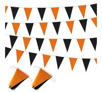 Tatuo 328 Feet Halloween Pennant Banner Flags 10 Pcs Triangle Flags String DIY Bunting Fabric Bunting Garland for Indoor Outdoor Halloween Party Hanging Decoration (Orange and Black)