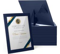 Tatuo 35 Pcs 8.5 x 11 Paper Picture Frames Document Horizontal Paper Certificate Holders Display Gallery Wall Frame Art with Easel Photo Certificates Degree Diplomas (Navy Blue)