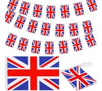 Tatuo 39Ft Union Jack Flag Bunting 40 Pcs Britain Rectangular Flag Vintage UK Bunting About 12 M England Banner British Union Jack Decorations for Party Outdoor Garden Wedding National Day Celebration