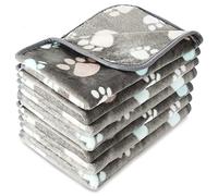 Tatuo 4 Blankets, Fleece Pet Puppy Paw Pattern Teething Toys Cat Soft Warm Guinea Pig Cage Mat, Small, 24"x16", Dark Grey