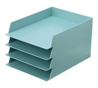 Tatuo 4 Pack A4 12.8 x 9.45 x 1.97 Inches Plastic Desk Organizer Stackable Letter Tray Paper Holder Organizer Storage Office Desk Accessories for Office Magazine File Documents Receipts, Blue Green