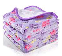 Tatuo 4 Pack Fleece Dog Blankets for Puppy Cats Multi-Size Sleep Mat for Pet Guinea Pig Soft Washable Warm Crate Bed Puppy Teething Toys Print Pattern Blanket Indoor(Purple,30 x 20.5 Inch,Paw)