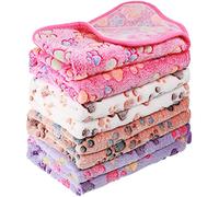 Tatuo 4 Pcs Dog Blanket for Pet Puppy Teething Toys Paw Print Fleece Blanket for Pet Cat Soft Warm Sleep Mat Guinea Pig Cage Mat(Medium(30 x 20.5 Inch),White, Coffee, Pink, Purple)
