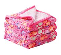 Tatuo 4 Pcs Dog Blanket for Pet Puppy Teething Toys Paw Print Fleece Blanket for Pet Cat Soft Warm Sleep Mat Guinea Pig Cage Mat (Medium(30 x 20.5 Inch),Pink)