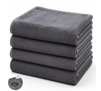 Tatuo 4 Pcs Drying Microfibre Hair Salon Towels, 50 x 100 Cm, Gray | Quick Dry Absorbent Hand Towels for Bathroom, Soft Hairdressing Cloths for Face, Bath, Gym, Hotel, Spa, Men, Woman, Adults