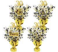 Tatuo 4 Pcs Metallic Foil Spray Centerpiece Happy 30th 40th 50th 60th Years Centerpiece Table Decorations for Black and Gold Birthday Anniversary Wedding Party Table Decor(30th Birthday)