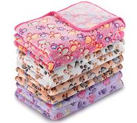 Tatuo 4 Pcs Pet Blanket Dog Puppy Blanket Paw Print Fleece Blanket for Small Medium Pet Cat Warm Soft Sleep Mat Guinea Pig Cage Liners Blanket(XXXX-Large(72 x 72 Inch),White, Coffee, Pink, Purple)