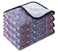 Tatuo 4 Pieces Pet Blanket Dog Puppy Blanket Paw Print Fleece Blanket for Small Medium Large Pet Dog Cat Warm Soft Sleep Mat Puppy Kitten Soft Blanket Doggy Warm Mat (Blue, Small) (Tatuo-u-5694)