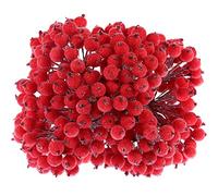 Tatuo 400 Pcs Fresh Red Berries Stems 12 mm Artificial Frosted Holly Berries for Christmas Tree Decor Rustic Fake Simulation Mini Berry Fruit for Christmas Wreath DIY Craft Xmas Party Supplies