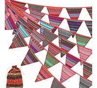 Tatuo 49.2 Feet Floral Pennant Banner 45 Pieces Bohemian Fabric Triangle Flag 14 Patterns Vintage Bunting Banner Garland Retro Fabric Hanging Pennant with Bundle Bag for Wedding Birthday Home Party