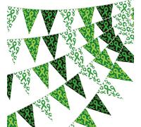 Tatuo 5 Pcs 49 ft Mental Health Awareness Decoration Green Ribbon Pennant Banner Mental Health Triangle Flag Banner Pre-assemble Paper Banner for Mental Health Month Decorations Supplies(Classic)