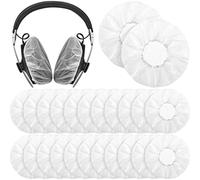 Tatuo 500 Pcs Disposable Headphone Covers Bulk Stretchable Sanitary Non Woven Headphone Earpads Headset Ear Covers, White, 4.3 Inch/ 11 cm