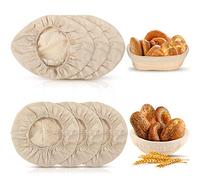 Tatuo 6 Pieces 10 Inch Bread Proofing Basket Cloth Liner Set Round and Oval Banneton Proofing Cloth Liner for Baking Supplies