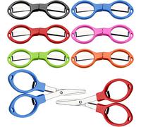 Tatuo 6 Pieces Stainless Steel Scissors Anti-Rust Folding Scissors Glasses-Shaped Mini Shear for Home and Travel Use (5 Colors)