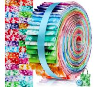 Tatuo 60 Pcs Christmas Fabric Roll for Quilting 2.56 x 40 Cotton Fabric Strips Precut Patchwork for DIY Craft Sewing(Tie Dye)