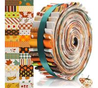 Tatuo 60 Pcs Christmas Fabric Roll for Quilting 2.56 x 40 Cotton Fabric Strips Precut Patchwork for DIY Craft Sewing(Fall)