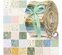 Tatuo 60 Pcs Jelly Fabric for Quilting 100% Cotton Roll Quilting Fabric 2.56 x 40 Inch Precut Strips for Sewing Assorted Floral Prints(Spring)