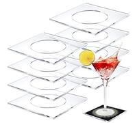 Tatuo 8 Pack DIY Acrylic Napkin Holder Square Clear Coasters Acrylic Cocktail Napkin Coasters for Drinks Table Room Home Office Bar Decor, Without Inserts