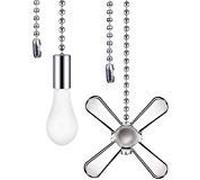 Tatuo 8 Pcs Gold Ceiling Fan Pull Chain Set Including 8 Pcs Beaded Ball Fan Pull Chain Pendant, Extra 16 Pcs Beaded and Pull Loop Connectors, 4 Pcs 27.56 inches Fan Pull Chain Extension