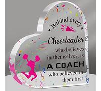 Tatuo Cheer Coach Gift Acrylic Sign Cheerleading Coach Appreciation Gift Office Table Plaque Keepsake Decor Thank You for Birthday Retirement Graduation End of Season Senior(Pink Cheer)