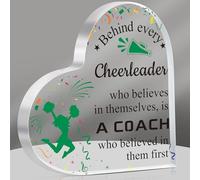 Tatuo Cheer Coach Gift Acrylic Sign Plaque Cheerleading Coach Appreciation Gift Essentials Keepsake Office Table Decor Thank You for Cheerleading Leader Christmas Idea (Green,6 x 6 Inch,Heart)