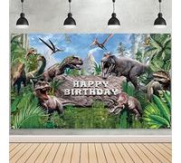 Tatuo Dinosaur Photo Backdrop Dino Theme Banner 72.8 x 43.3 Inch Dinosaur Photography Background Happy Birthday Background for Dino Theme Birthday Party Photo Prop Decor