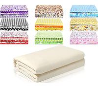 Tatuo Quilt Batting and 50 DIY Fabric Warm and Natural Cotton Thin Batting for Quilts Printed Pattern Squares Crafting Fabric Bundles for Sewing Supplies Patchwork Accessories