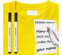 Tatuo Writable Iron on Clothing Labels to Mark Clothes, Personalized Clothing Name Labels Tags with 2 Pieces Permanent Fabric Marker for School Camp Care Home (100 Pieces)