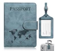 Tatxmalv Portable Passport Holder, Blue Suitcase Label, High Quality Suture Treatment Passport Case, Not Easy to Damage, Suitable for Passport Storage, blue, Onesize, Casual