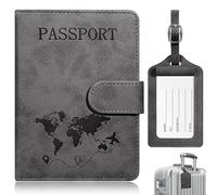 Tatxmalv Portable Passport Holder, Blue Suitcase Label, High Quality Suture Treatment Passport Case, Not Easy to Damage, Suitable for Passport Storage, Black, Onesize, Casual