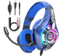 Tatybo Gaming Headset for PS5 PS4 Switch Xbox PC, Surround Sound Gaming Headphones with Noise Canceling Mic